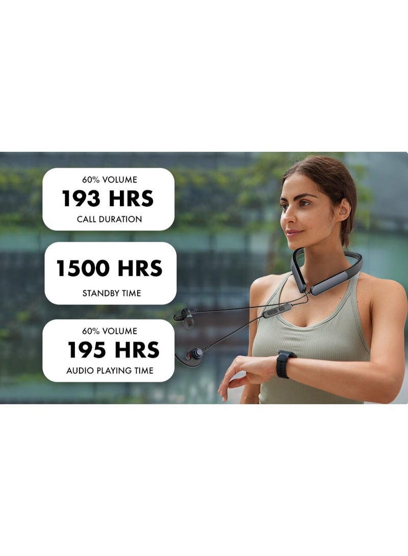iOsuite iFree Pro 2 Neckband Bluetooth Earphones with 195H Playtime, Bluetooth 5.4, Dual 10mm Drivers, Clear Calls, IPX4 Water Resistant, Fast Charging, Lightweight Design – Black (BT055PRO) - Image 3