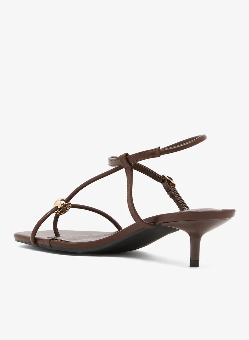 Glamorous BROWN PU Casual Ankle Strap Heeled Sandals for Women | Best Price UAE