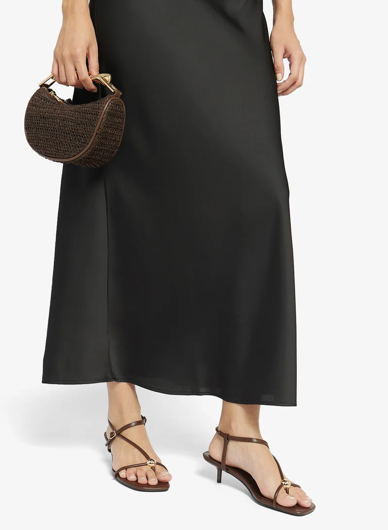 Glamorous BROWN PU Casual Ankle Strap Heeled Sandals for Women | Best Price UAE