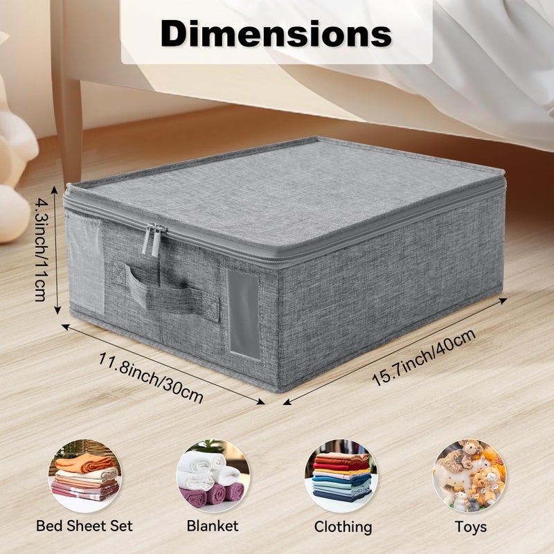 Kithero 4Pack Bed Sheet Organizer  Foldable Linen Closet Organizers And Storage With Sealed Design  Queen & King Size Sheet Storage With Window  Closet Organizer For Bedsheets/Blankets/Clothes  Grey - Image 3