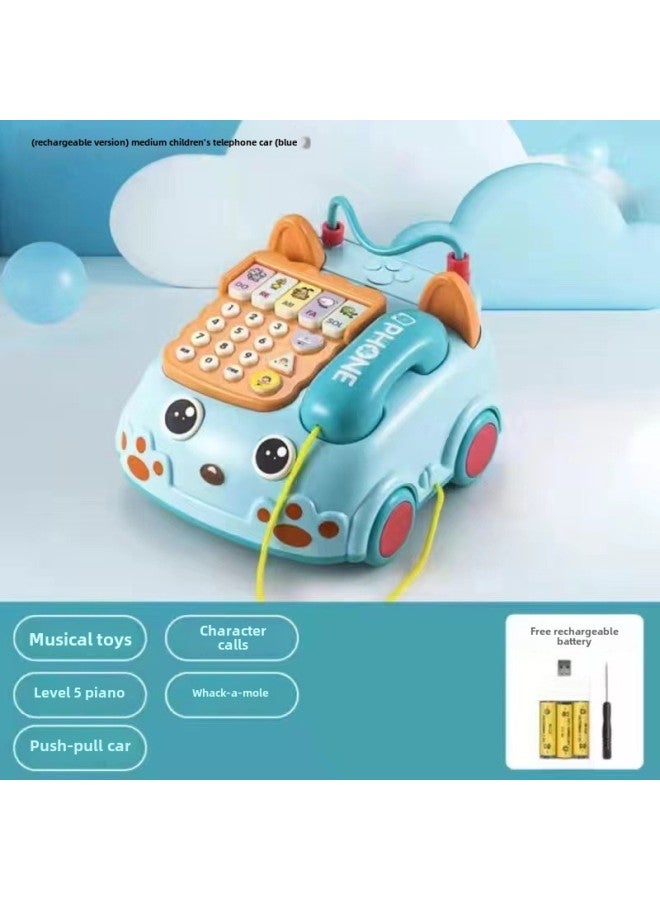 Baby Toys Telephone Simulation Landline Girl Educational Early Education Baby Music Mobile Phone Young 1 Year Old 2 Toys-Specifications:Medium Blue Telephone Charging Board - Image 1