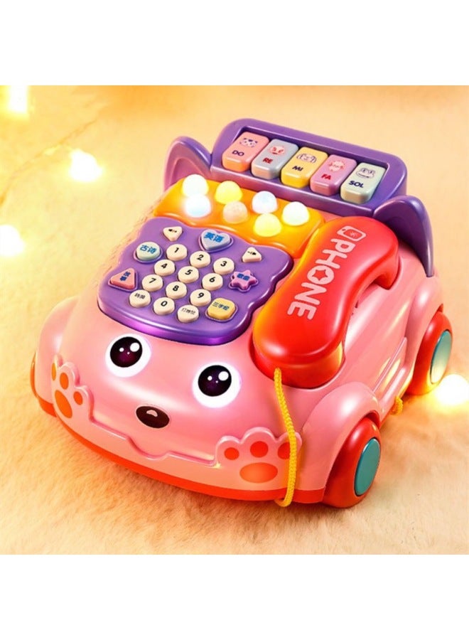 Baby Toys Telephone Simulation Landline Girl Educational Early Education Baby Music Mobile Phone Young 1 Year Old 2 Toys-Specifications:Medium Blue Telephone Charging Board - Image 3