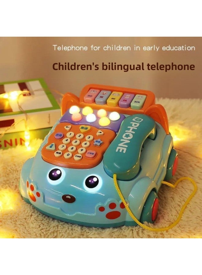Baby Toys Telephone Simulation Landline Girl Educational Early Education Baby Music Mobile Phone Young 1 Year Old 2 Toys-Specifications:Medium Blue Telephone Charging Board - Image 4