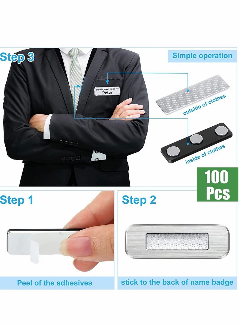 Captaintech Magnetic Name Tag, 100 Pcs Magnetic Badge Holder for Clothes, Metal Magnetic Tags with 3 Neodymium Magnets - Image 5