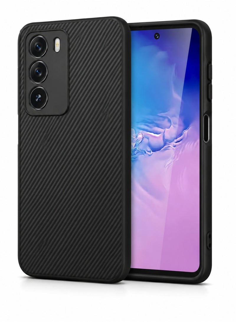 موكولو جراب لهاتف Realme C71 بنسيج من ألياف الكربون المصقولة - أسود - Image 1