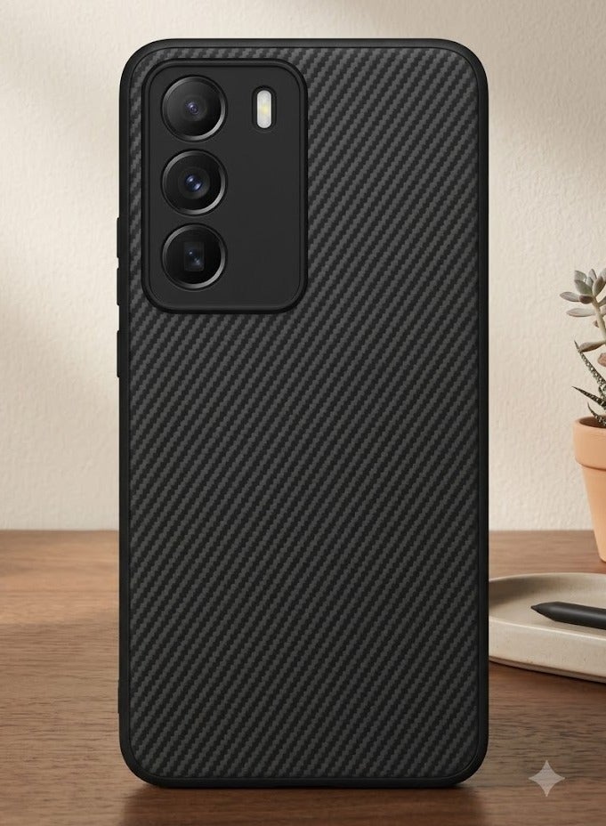 موكولو جراب لهاتف Realme C71 بنسيج من ألياف الكربون المصقولة - أسود - Image 2