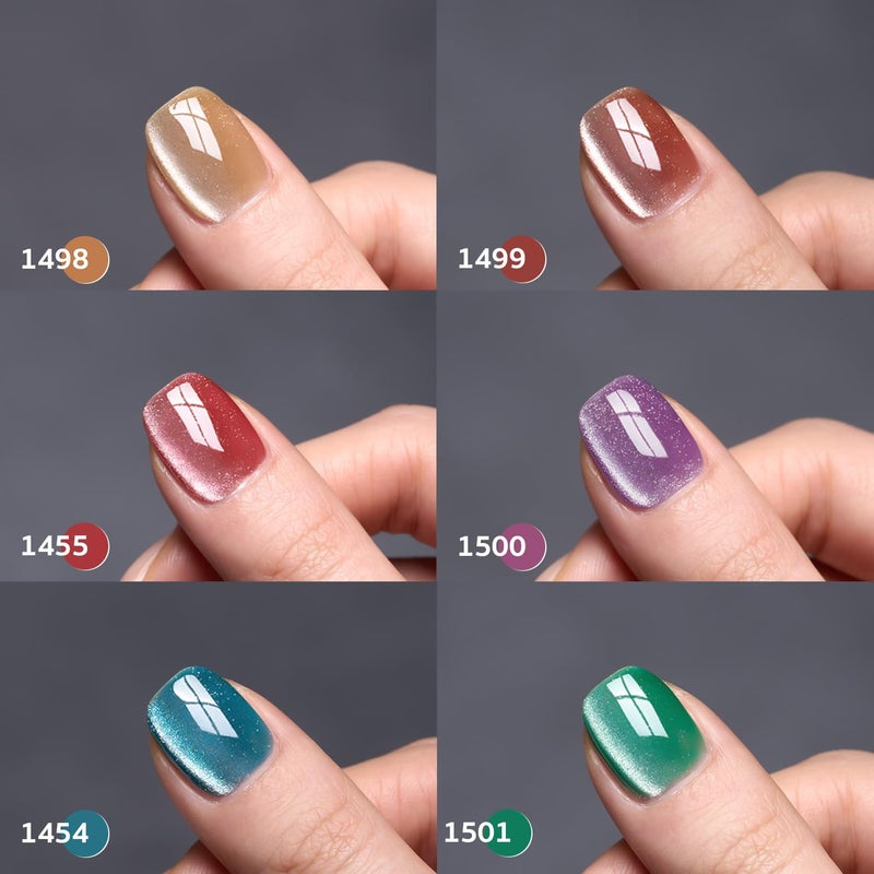 GAOY Glitter Galaxy Cat Eye Gel Nail Polish Set with Magnet for Holographic Cat Eye, Salon Gel Manicure and Nail Art DIY at Home, Gift for Women - Image 2