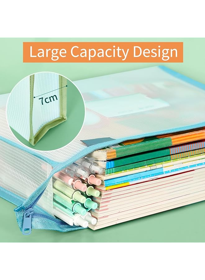 erorex 4 Pack A4 Plastic File Folder Hanging File Folders Envelopes Expanding File Wallet Document With Zipper And Label Pocket Tabs File Pouch Wallet For Home Work Office School 4 Colors  - Image 3