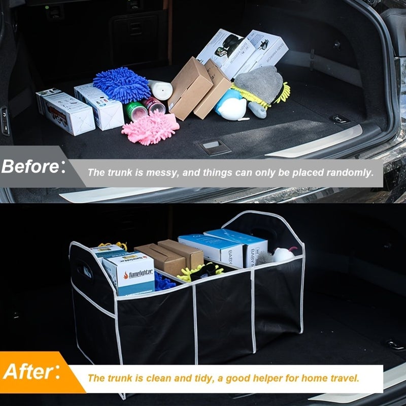 Black Non Slip Car Trunk Organizer Durable Collapsible Storage Bag - Image 5
