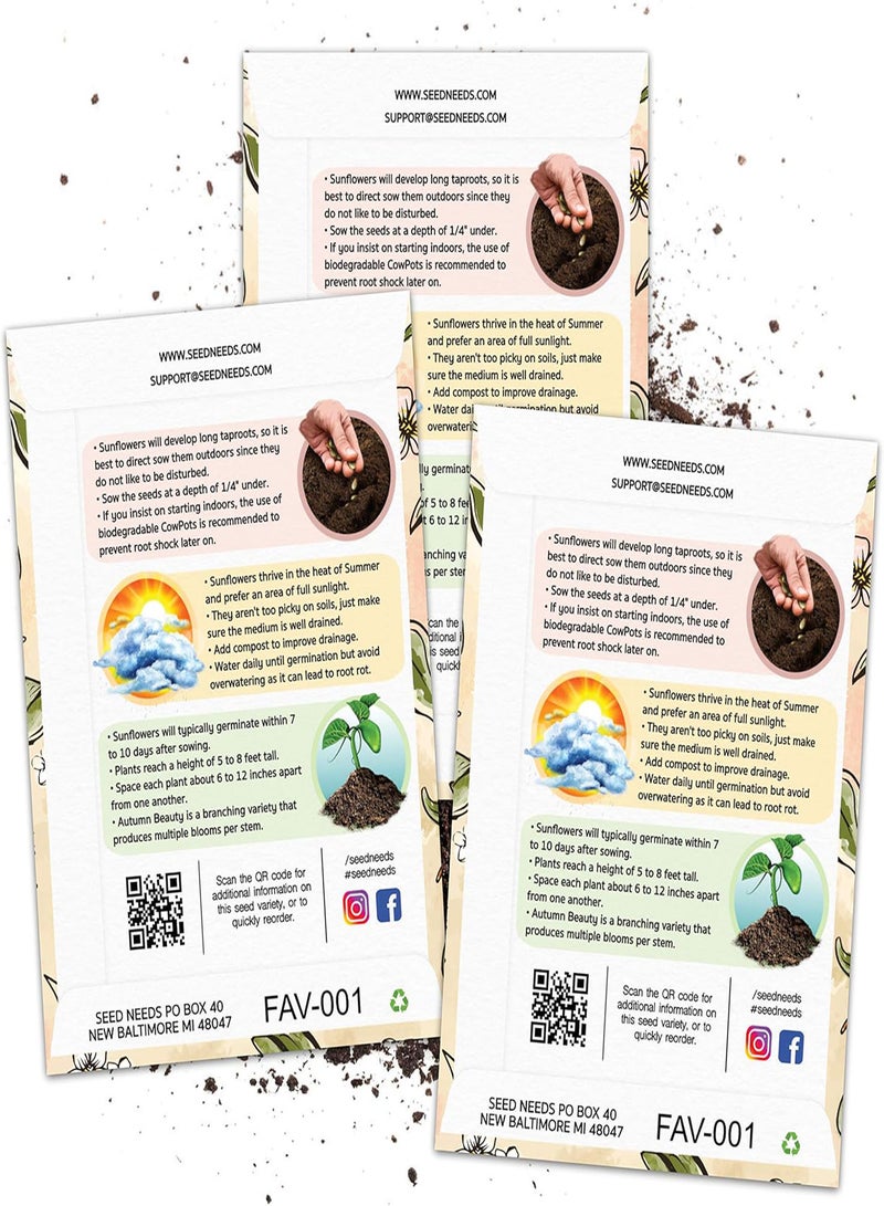 , Set of 20 Sunflower Seed Packet Favors - Prefilled & Ready to Hand Out to Guests - Perfect for Weddings, Charity Events, Fundraisers, Parties & Events