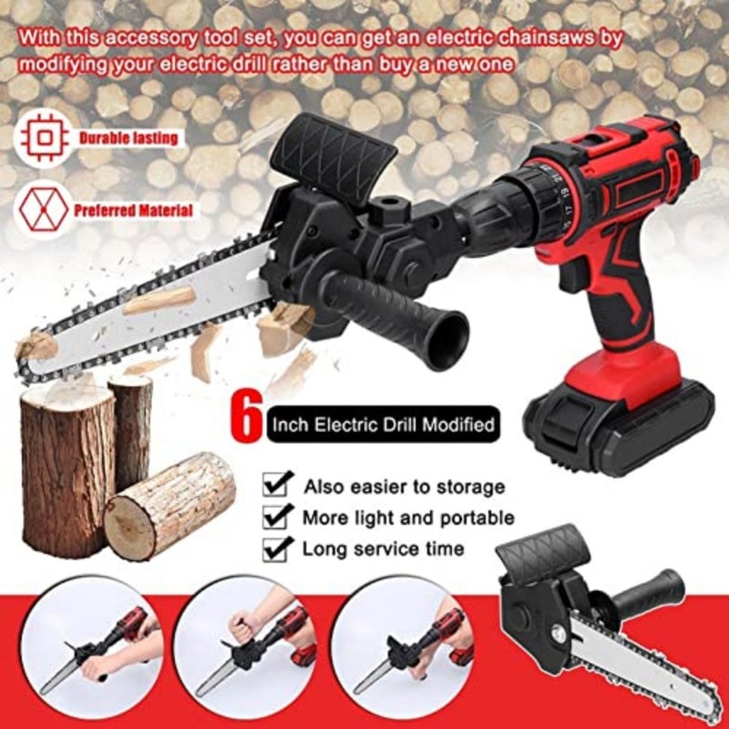Saw Conversion Head Adapter, Electric Drill to Saw Modified Tool Attachment with Ergonomic Handle, Woodworking Electric Drill Tool Accessory for DIY Wood and Metal Cutting For 6in Electric Drill - Image 2