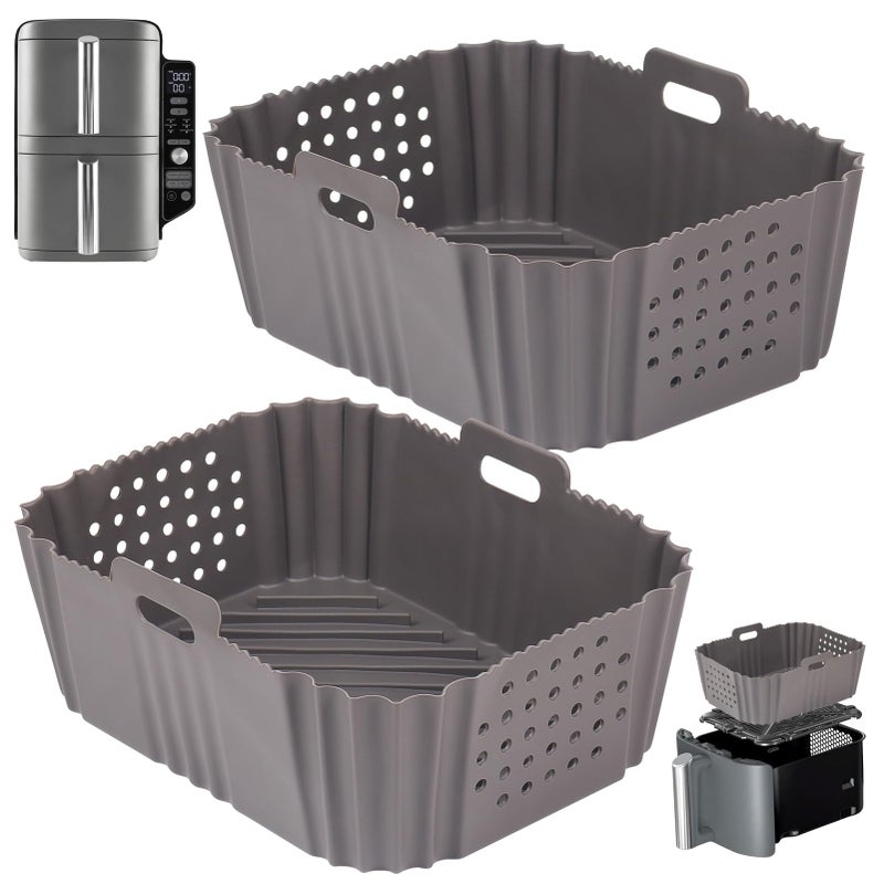 BYKITCHEN Air Fryer Silicone Liner for Ninja Double Stack XL 95L SL400UK Perforated Air Fryer Liners Reusable Air Fryer Accessories for Ninja Double Stack Vertical Dual Drawer Airfryer 2 PCS