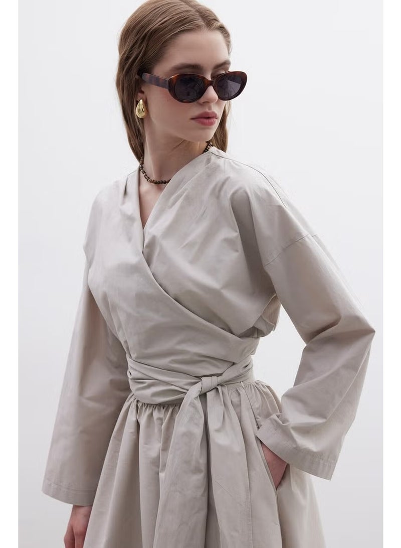 Manuka Kimono Style Premium Shirt Stone - Image 4