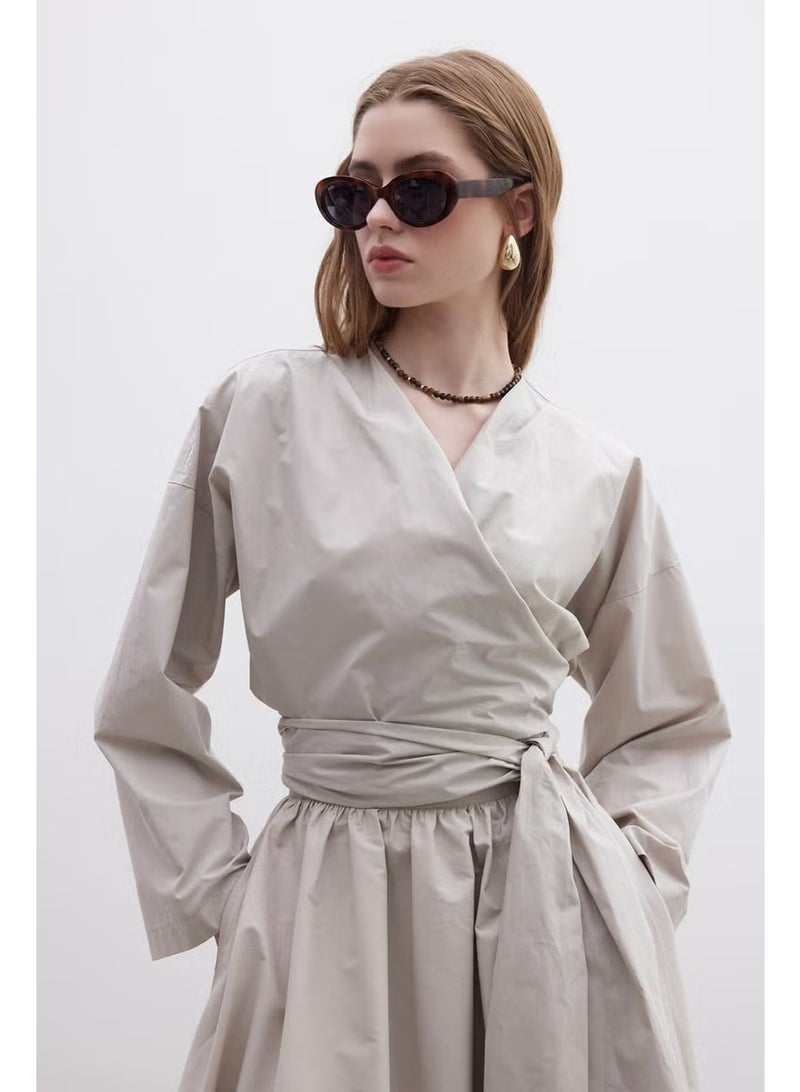 Manuka Kimono Style Premium Shirt Stone - Image 1
