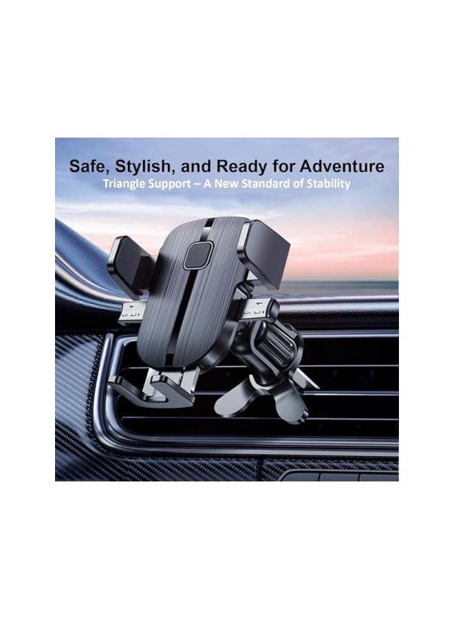 S-TOP Car Phone Holder For Air Vent, Metal Hook Clip Car Mount, Universal Cradle for iPhone Android Smartphones (Black) - Image 4