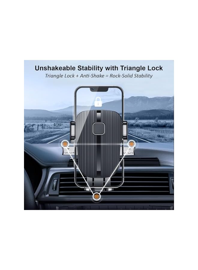 S-TOP Car Phone Holder For Air Vent, Metal Hook Clip Car Mount, Universal Cradle for iPhone Android Smartphones (Black) - Image 2