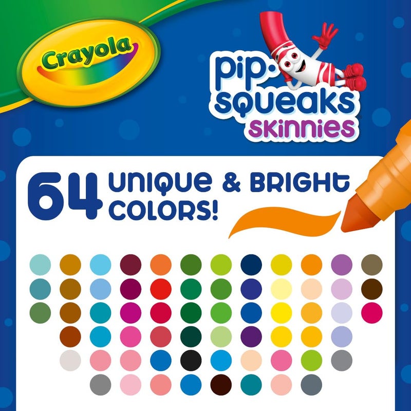 Crayola Pip-Squeaks Skinnies Washable Markers (64ct), Mini Markers for Kids, Coloring Markers, Craft Supplies, Kids Holiday Gift, 3+ - Image 3