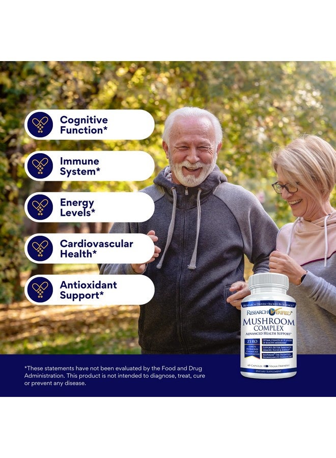 Research Verified Mushroom Complex - Support Immunity, Boost Antioxidants, Improve Cognitive Function - 10 Mushrooms Including Reishi, Maitake, and Shiitake - 60 Capsules - Vegan - Image 3