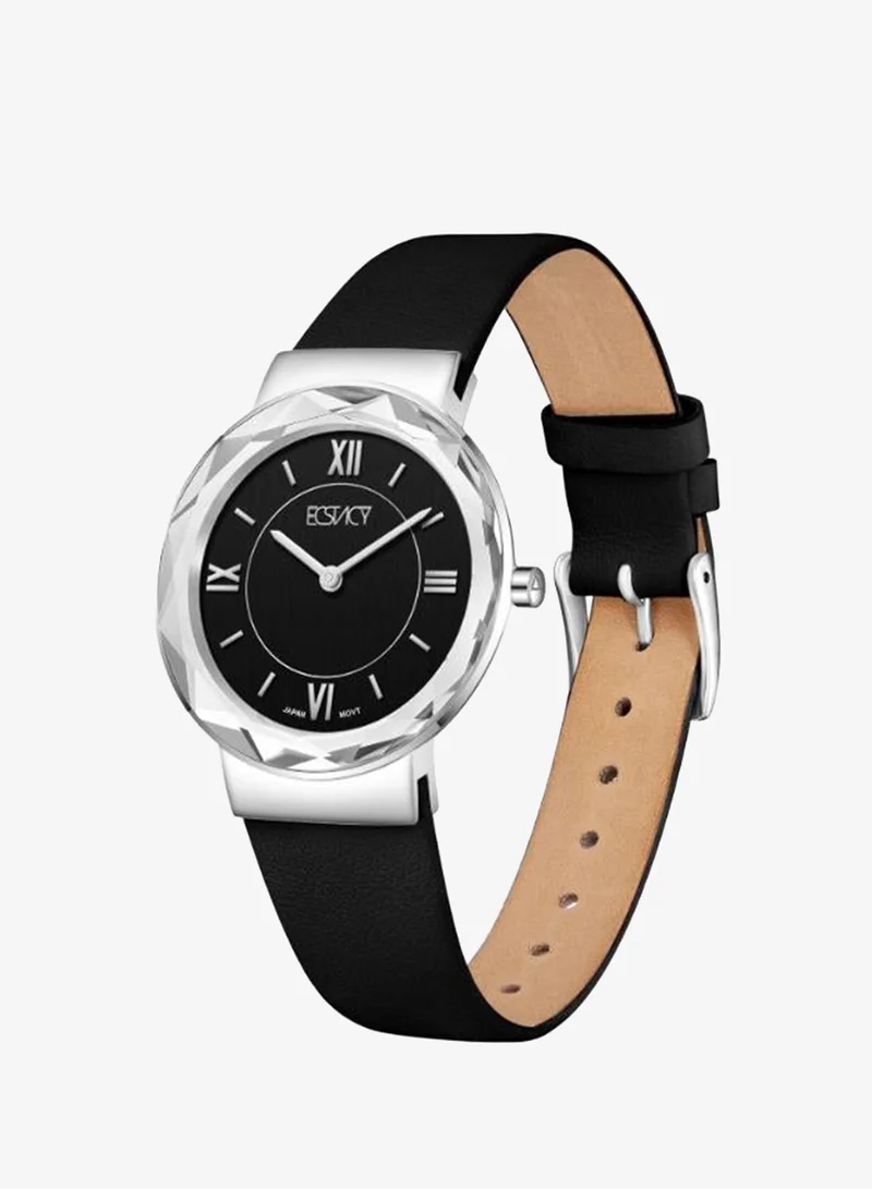 Ecstacy Women's Leather Analog Watch E25506-SLBB - 34.5mm mm
