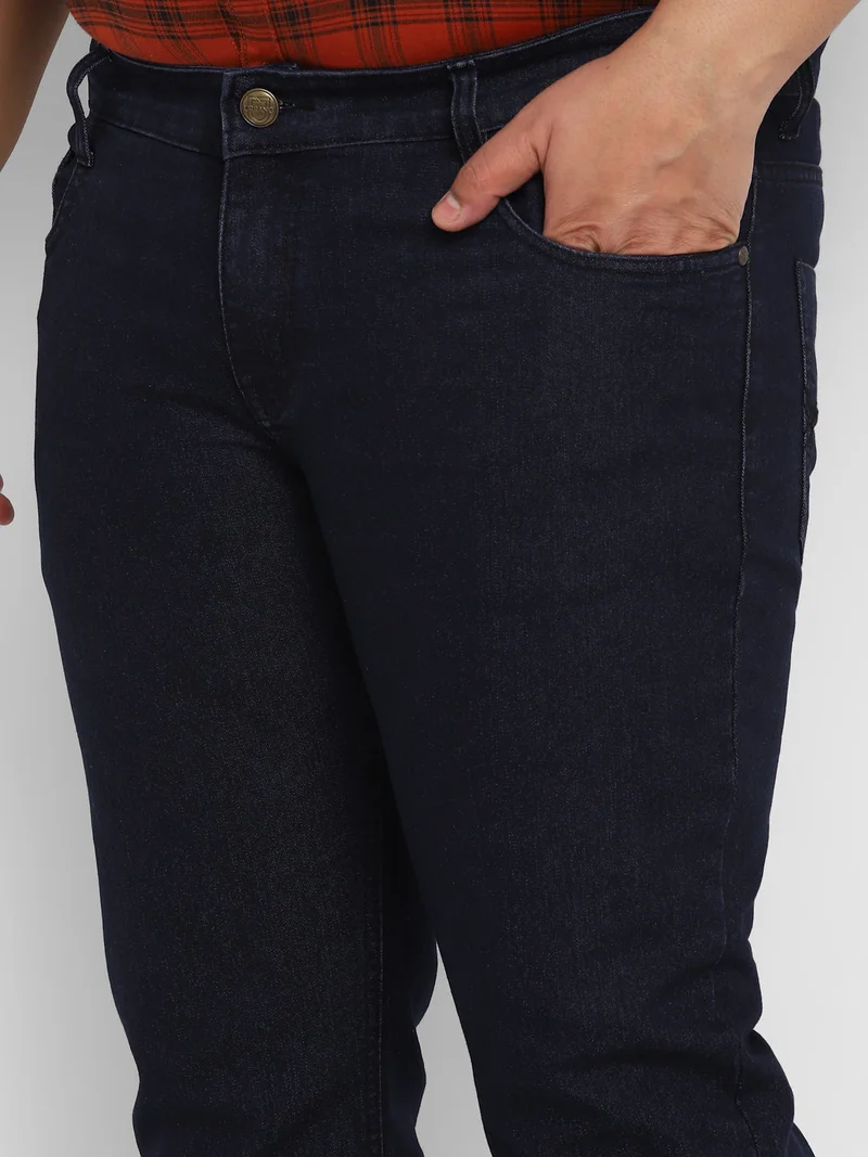 Urbano Fashion  Urbano Plus Men's Dark Blue Regular Fit Washed Denim Bootcut Jeans Stretchable  | Best Price UAE