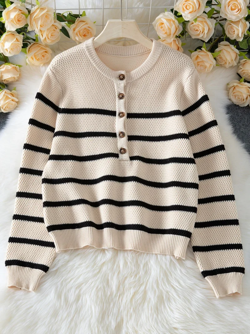 Outzidr  Cream Full Sleeves Striped Cardigan  | Best Price UAE