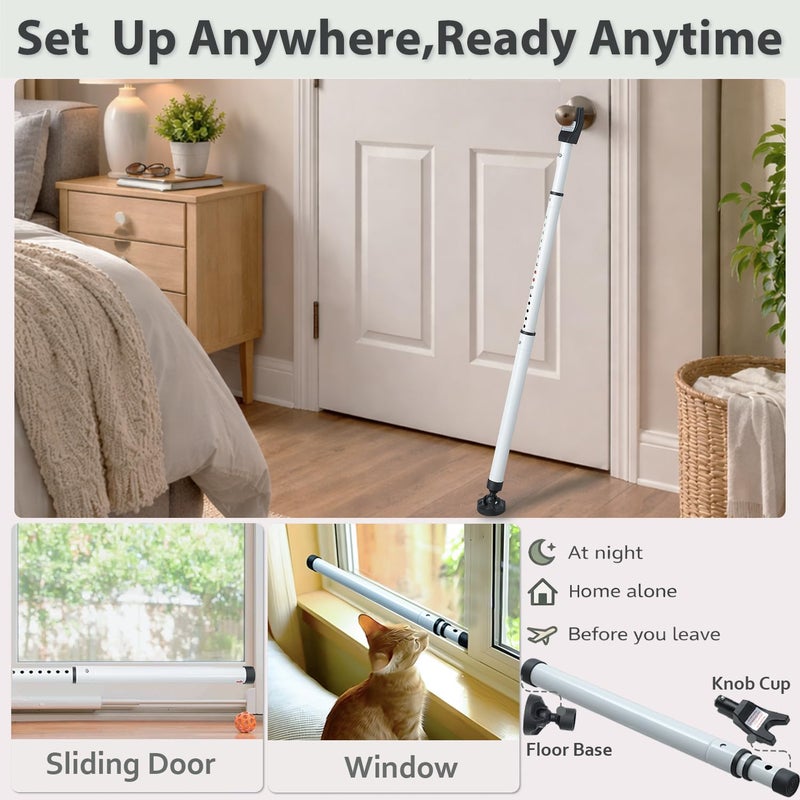 LAKEROD 3 in 1 Door Security Bar-High-Strength Steel 1.3" Sliding Door Security Bar with Anti-Slip Rotating Base,2-Level Adjustable Up to 46" Door Lock Stick for Apartment, Hotel,Kids&Pet Safety - Image 4