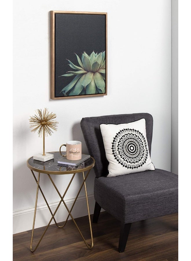 Kate and Laurel Kate and Laurel Sylvie Succulent Plant Framed Canvas Wall Art Botanical Green with Black Background 18x24 Gold  - Image 5