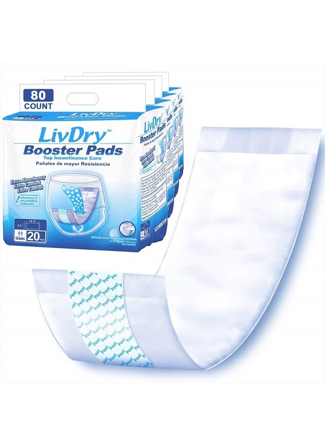 LIVDRY Incontinence Booster Pads, Use with Adult Diapers for Women and Men, Extra Comfort Softness, Disposable Pad (80 Count, Regular Length)  - Image 1