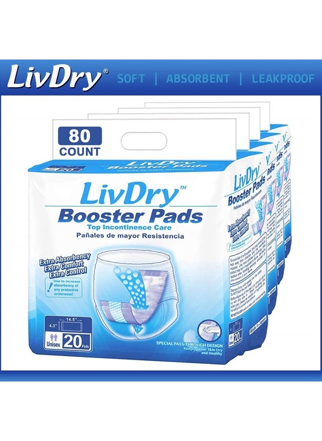 LIVDRY Incontinence Booster Pads, Use with Adult Diapers for Women and Men, Extra Comfort Softness, Disposable Pad (80 Count, Regular Length)  - Image 2