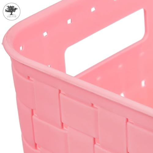 Sulfar Multipurpose Large Storage Baskets | Versatile Use for Organizing Fruits, Vegetables, Magazines, or Cosmetics | Set of 3, Durable (Pink) - Image 4