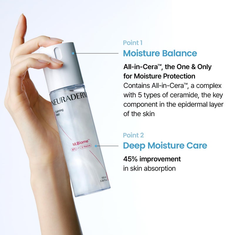 NEURADERM Calming Mist, Soothing Hydrating Facial Spray Makeup Fixer for All Skin Types with Ceramide to Restore Skin Barrier and Reduce Puffiness (100ml, 3.38 fl.oz) - Image 3