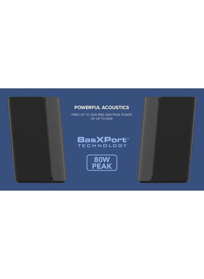 Creative T100 2.0 Compact Hi-Fi Desktop Speakers, up to 80W Peak Power with Bluetooth 5.0, Optical-in, AUX-in, Wide Soundstage and Audio Clarity with Bass Control for Computers and Laptops (Black) - Image 5