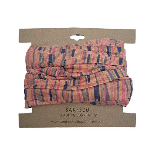 Bamboo Trading Company Boho Wide Headbands - Set of 4 Fun Striped Print Headwraps - 16” L x 9” W - Coral, Pink, Blue, Aqua Tones - Image 3