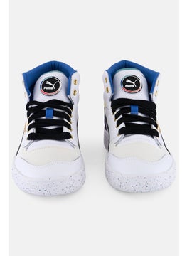 PUMA Kids Boy Ralph Sampson Mid Go Lace Up Skate Shoes, White Combo  - Image 2