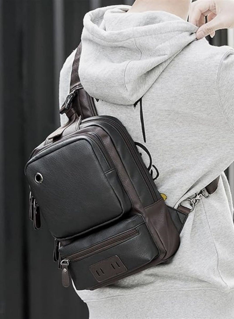 حقيبة كتف كروس جلدية للرجال، مناسبة للسفر والعمل، تصميم كاجوال وعملي - Image 1