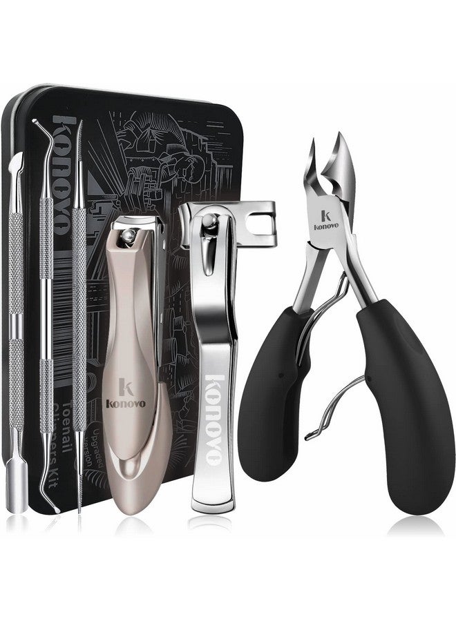 konovo Toenail Clippers For Seniors Thick Toenails Toe Nail Clippers Adult Thick Nails Long Handle Heavy Duty Nail Clippers Kit 6Pcs Black - Image 1