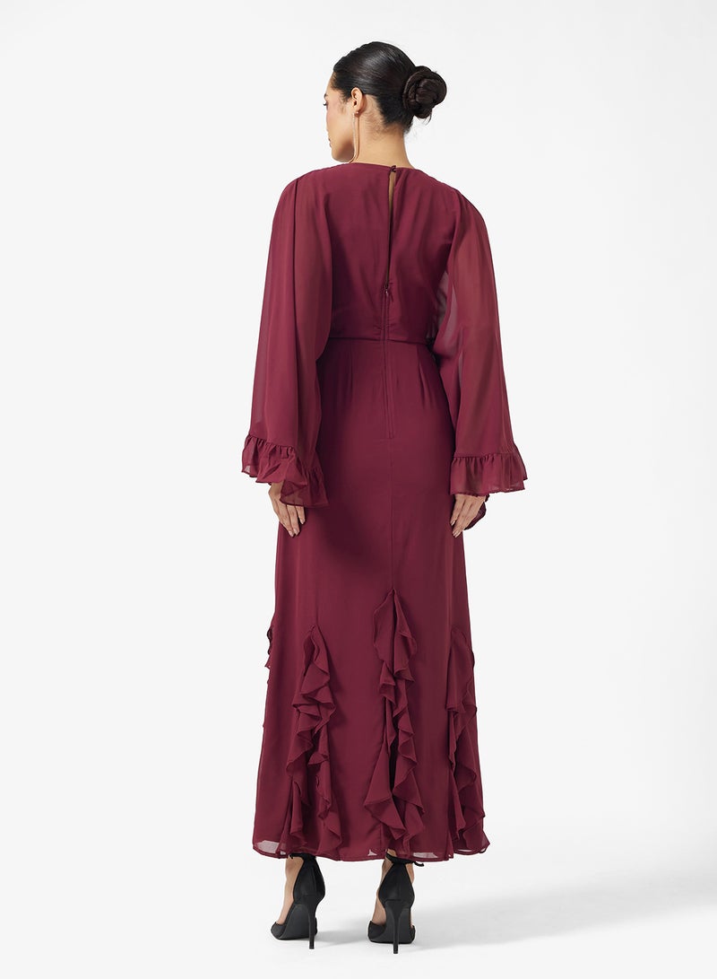 Anaya With Love Cape Sleeve Ruffle Detail Maxi Dress - Image 2