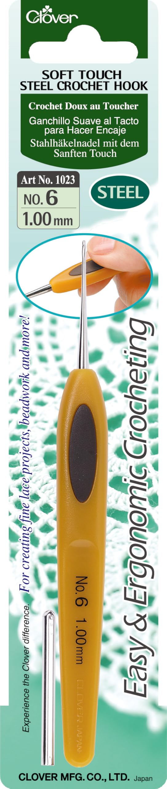 Clover 1023 Soft Touch Steel Crochet Hooks No 6100mm