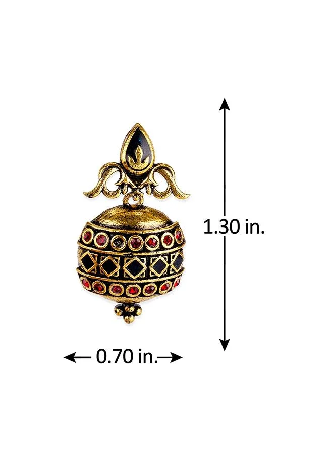 فويلا Arabian Nights Antique Lamp Designed Golden Brass Earrings