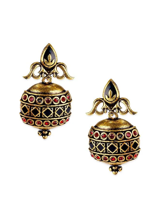 فويلا Arabian Nights Antique Lamp Designed Golden Brass Earrings