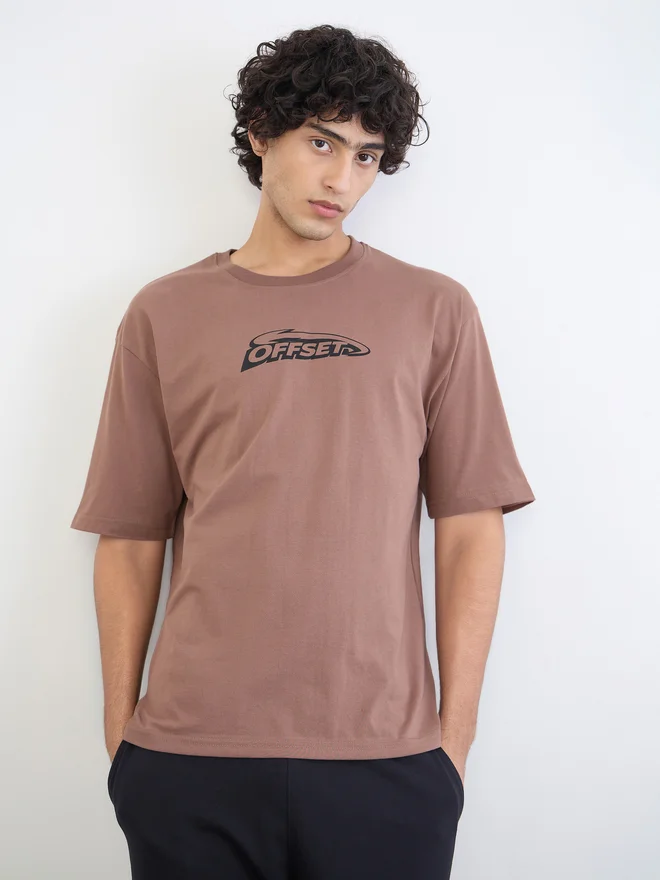 Styli Men Graphic Print Oversized Jersey T-Shirt