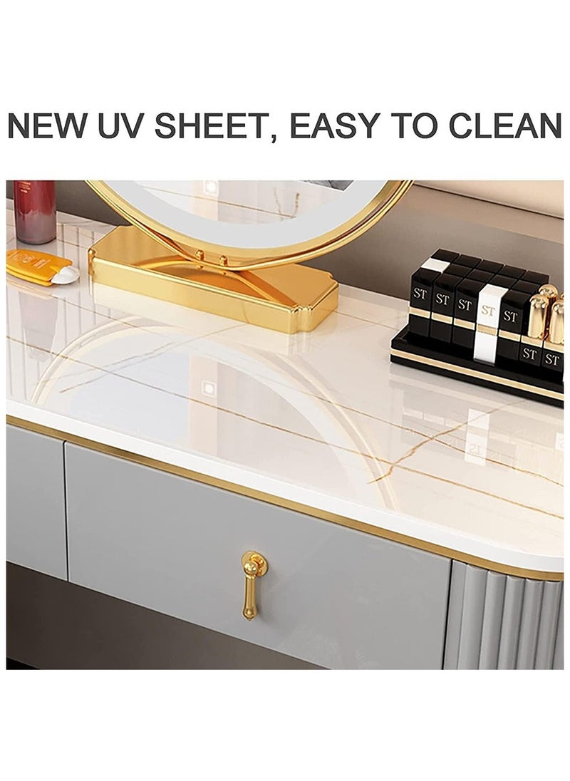 Cool Baby Makeup Vanity Table Set with Drawers Movable 3 Drawer Chest Dressing Table with Vanity Cushioned Chair  - Image 4