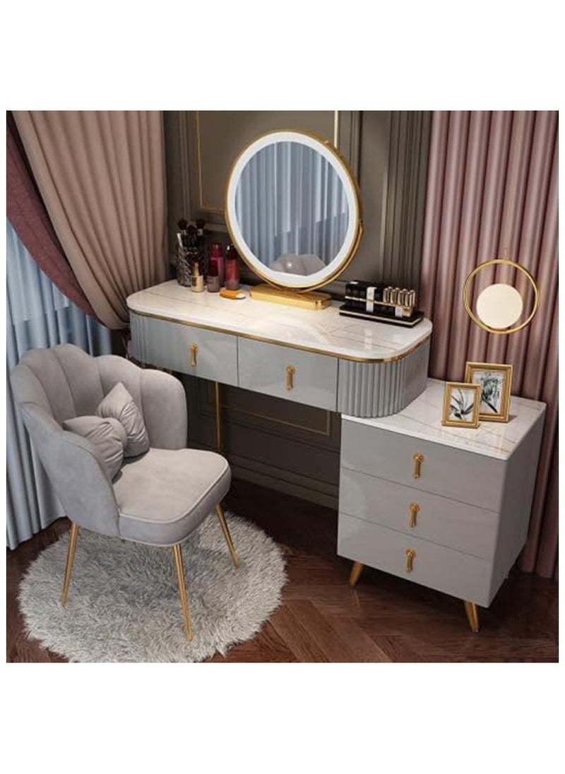 Cool Baby Makeup Vanity Table Set with Drawers Movable 3 Drawer Chest Dressing Table with Vanity Cushioned Chair  - Image 1