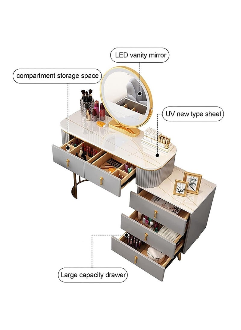 Cool Baby Makeup Vanity Table Set with Drawers Movable 3 Drawer Chest Dressing Table with Vanity Cushioned Chair  - Image 3