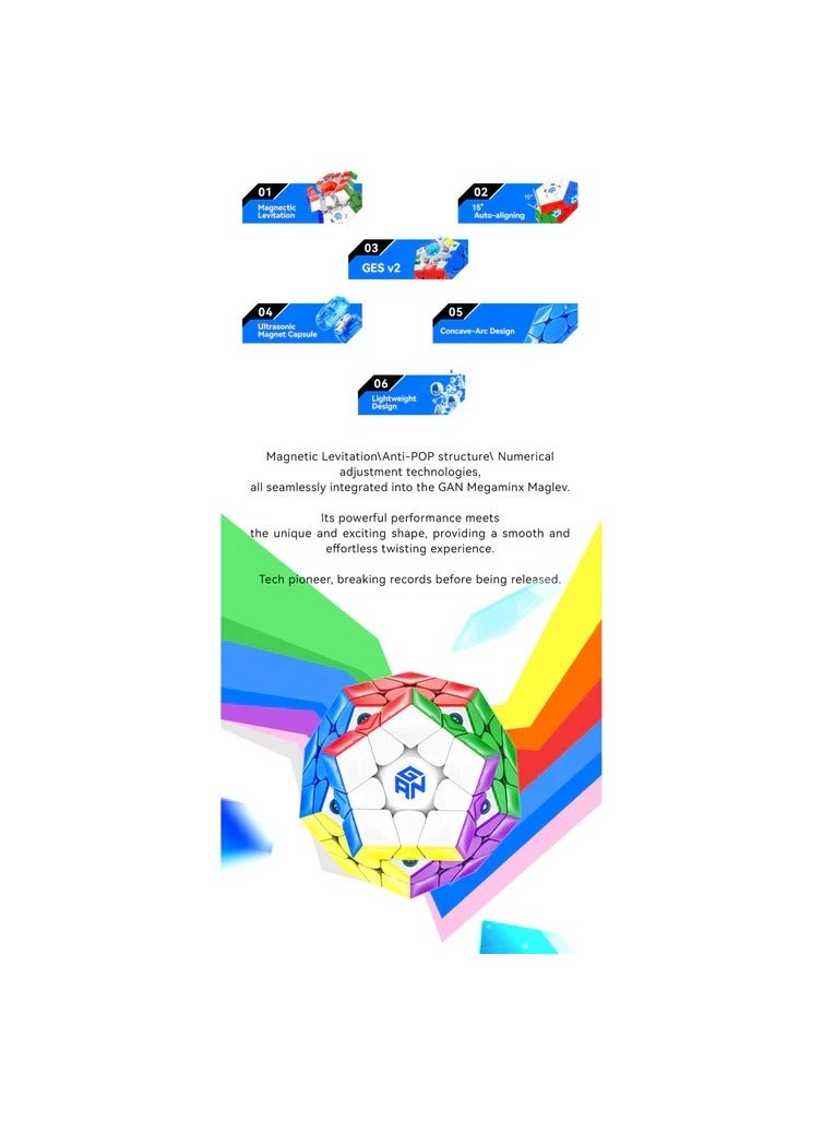 جانكيوب مكعب السرعة GAN Megaminx V2 المطلي بالأشعة فوق البنفسجية باللون الرمادي بدون ملصقات - Image 3