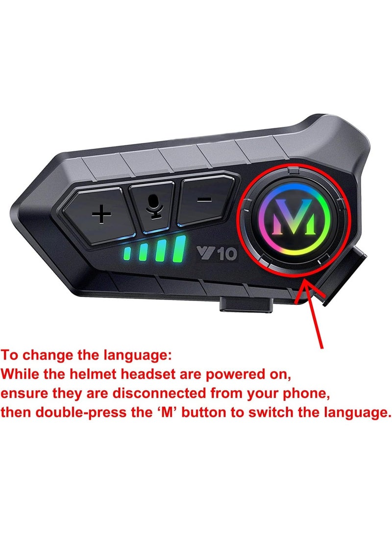 V10 Motorcycle Helmet Speakers High Battery Life Helmet Headphone IPX6 Automatic Answer/Call Music Control/Intelligent Noise/Wake up Siri, 2 Different Types of Mic - Compatible with All Helmets - Image 5