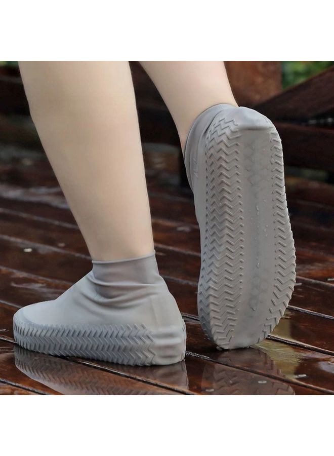 رمادي مقاس M 2 قطعة أحذية مطر قابلة لإعادة الاستخدام مضادة للانزلاق مقاومة للماء غطاء أحذية خارجي - Image 2