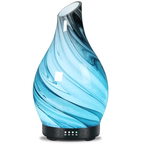 EQUSUPRO Aromatherapy Essential Oil Diffuser for Home Art Glass Diffuser for Essential Oils with Waterless Auto ShutOff 4 Timer 7 Colors LED Night Light for Home Office Decor Gifts for Women - Image 1