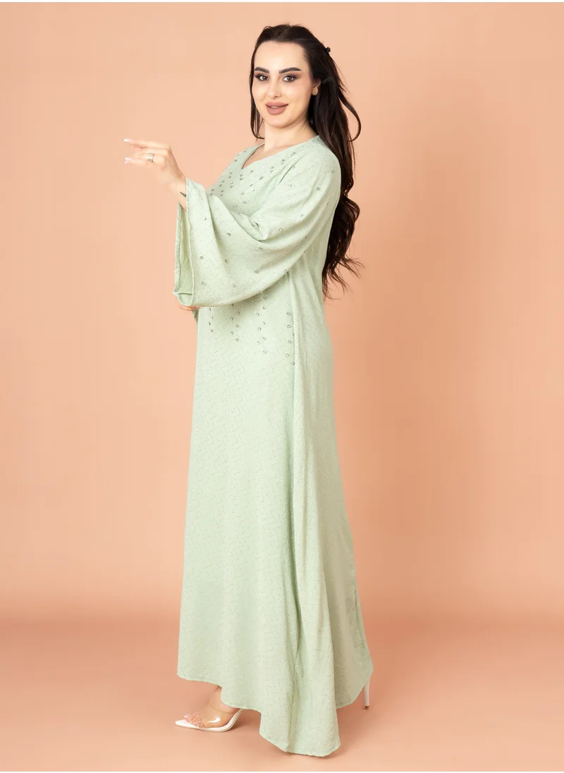 IKKXA Crystal Cascade Jalabiya IK6003 Green
