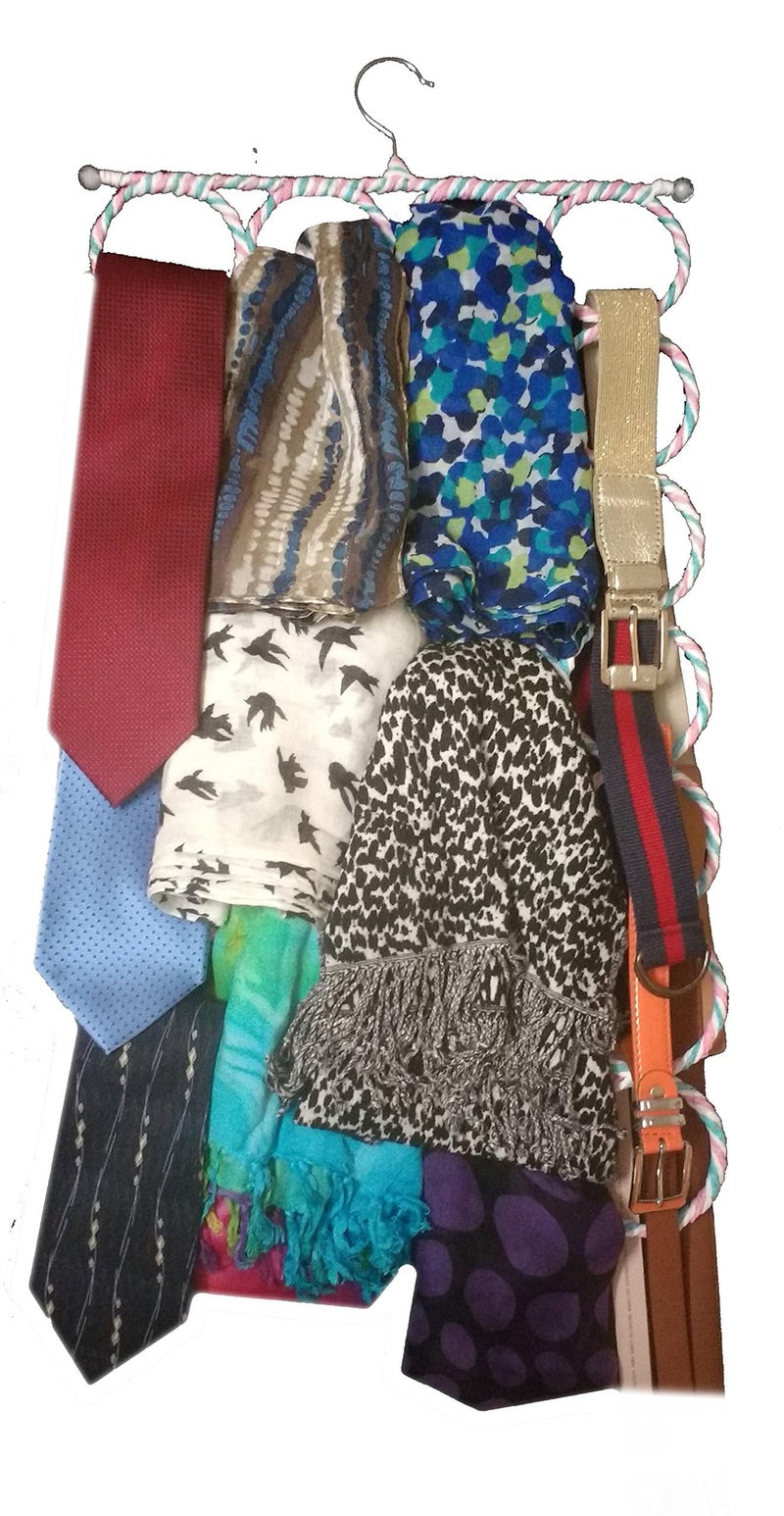 MosQuick® Multi Purpose 28 Rings Foldable Hanger for Ties, Scarfs, Belts, Bags Etc Multi-Coloured (Random Color) - Image 3